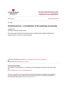 Arteriolosclerosis : a Consideration of the Pathology and Etiology