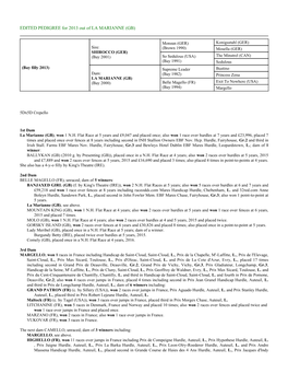 EDITED PEDIGREE for 2013 out of LA MARIANNE (GB)