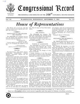 Congressional Record United States Th of America PROCEEDINGS and DEBATES of the 108 CONGRESS, SECOND SESSION