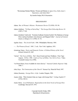 Copyright Jennifer Stolpa, 2000. Reproduced with Permission. “Revisioning Christian Ministry: Women and Ministry in Agnes Grey