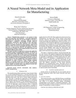 A Neural Network Meta-Model and Its Application for Manufacturing