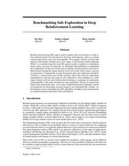 Benchmarking Safe Exploration in Deep Reinforcement Learning