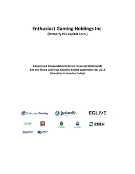 Enthusiast Gaming Holdings Inc. (Formerly J55 Capital Corp.)