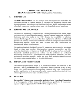 BBL™ Pneumoslide™ Test for Streptococcus Pneumoniae