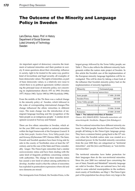 The Outcome of the Minority and Language Policy in Sweden