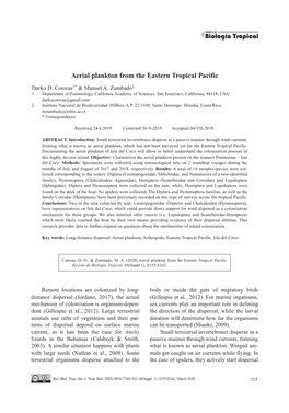 Aerial Plankton from the Eastern Tropical Pacific