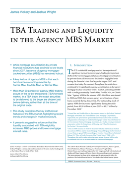 TBA Trading and Liquidity in the Agency MBS Market