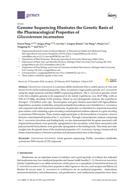 Genome Sequencing Illustrates the Genetic Basis of the Pharmacological Properties of Gloeostereum Incarnatum