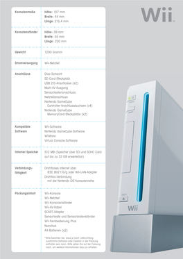 Console Size Console Stand Size Weight Input Connections