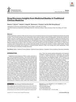 Drug Discovery Insights from Medicinal Beetles in Traditional Chinese Medicine