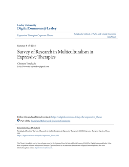 Survey of Research in Multiculturalism in Expressive Therapies Christine Yerrakadu Lesley University, Cnystudios@Gmail.Com