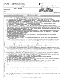 Felony Judgment Findings of Aggravating and Mitigating Factors