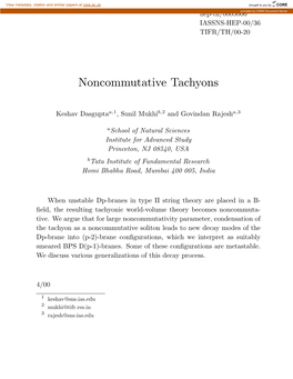 Noncommutative Tachyons