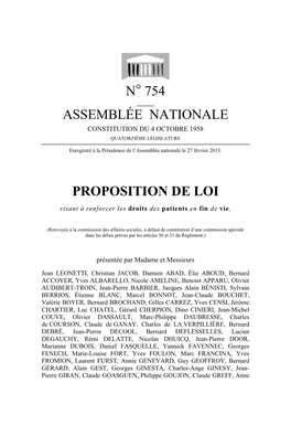 N° 754 Assemblée Nationale Proposition De