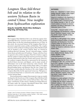 Longmen Shan Fold-Thrust Belt and Its Relation to the Western Sichuan