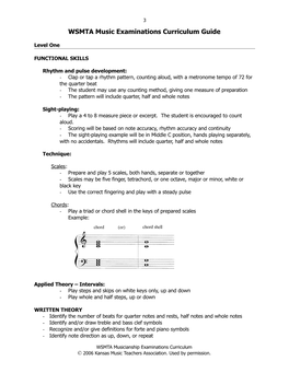 WSMTA Music Examinations Curriculum Guide