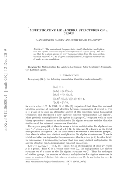 Arxiv:1912.06080V1 [Math.GR]