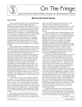 On the Fringe Journal of the Native Plant Society of Northeastern Ohio