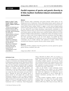 Parallel Responses of Species and Genetic Diversity to El Nin˜O