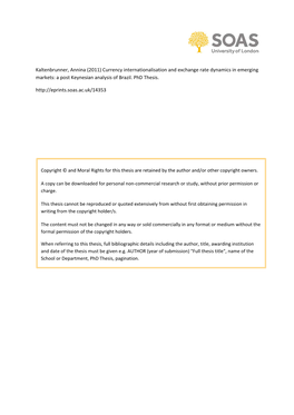 Currency Internationalisation and Exchange Rate Dynamics in Emerging Markets: a Post Keynesian Analysis of Brazil