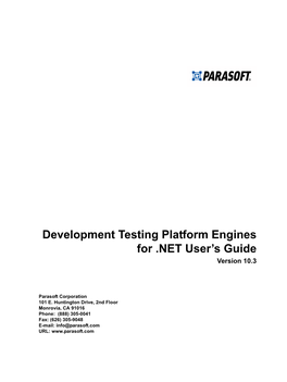 Development Testing Platform Engines for .NET User’S Guide Version 10.3