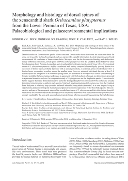 Morphology and Histology of Dorsal Spines of the Xenacanthid Shark