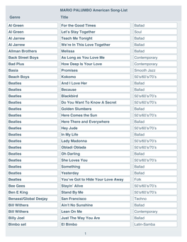 MARIO PALUMBO American Song-List Genre Title Al Green for The