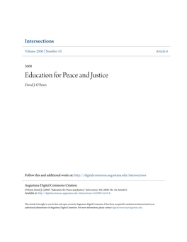 Education for Peace and Justice David J