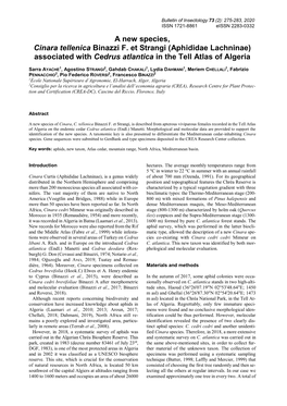 Aphididae Lachninae) Associated with Cedrus Atlantica in the Tell Atlas of Algeria