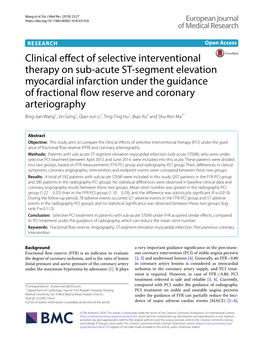 Clinical Effect of Selective Interventional Therapy on Sub-Acute