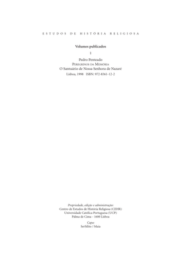 Volumes Publicados 1 Pedro Penteado O Santuário De Nossa Senhora De Nazaré