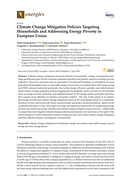 Climate Change Mitigation Policies Targeting Households and Addressing Energy Poverty in European Union