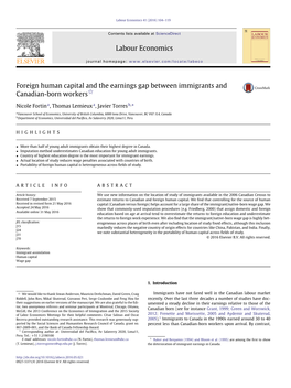 Foreign Human Capital and the Earnings Gap Between Immigrants and ଝ Canadian-Born Workers