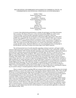 Self-Deception and Impression Management in Commercial Pilots: an Underreported and Potential Confound in Aviation Research