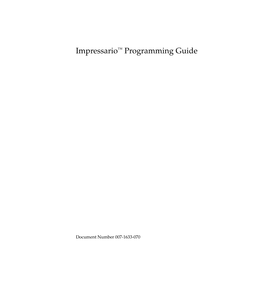 Impressario™ Programming Guide