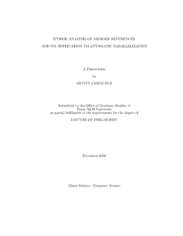 Hybrid Analysis of Memory References And