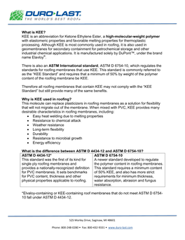 KEE in Roofing Membranes Only Go So Far – Meaning It Is More Cost-Effective to Use Levels Lower Than Those Required by ASTM D 6754-10