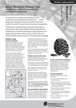 Visitor Information Bunya Mountains National Park