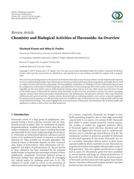 Review Article Chemistry and Biological Activities of Flavonoids: an Overview