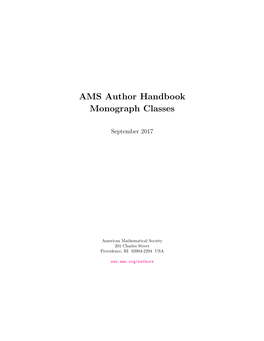 AMS Author Handbook Monograph Classes