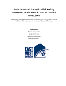 Antioxidant and Antimicrobial Activity Assessment of Methanol Extract of Garcinia Cowa Leaves