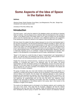 Some Aspects of the Idea of Space in the Italian Arts