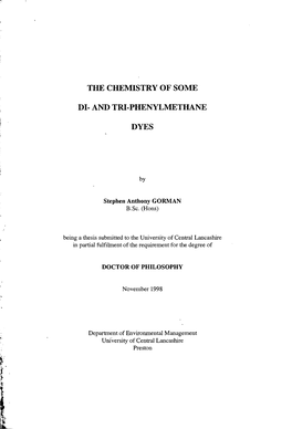 The Chemistry of Some Di- and Tri-Phenylmethanie Dyes