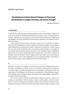 Developing an Internet-Based Trialogue on Peace and Reconciliation in Judaic, Christian, and Islamic Thought