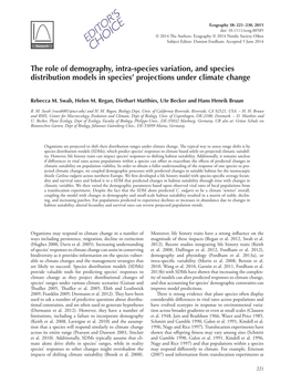 The Role of Demography, Intra-Species Variation, and Species Distribution Models in Species’ Projections Under Climate Change