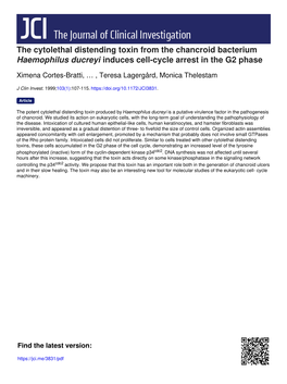 The Cytolethal Distending Toxin from the Chancroid Bacterium Haemophilus Ducreyi Induces Cell-Cycle Arrest in the G2 Phase