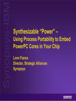 Synopsys Powerpc for Developerworks