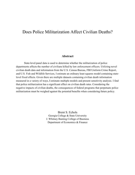 Does Police Militarization Affect Civilian Deaths?