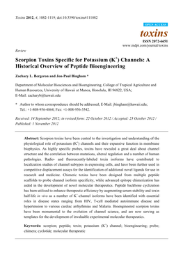 (K+) Channels: a Historical Overview of Peptide Bioengineering