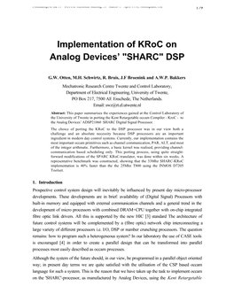 Implementation of Kroc on Analog Devices' 